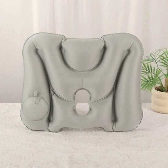 Cuscino di supporto lombare, gonfiabile, adatto per viaggi aerei, utilizzabile come supporto per sedia da ufficio/auto, facile da trasportare, grigio.