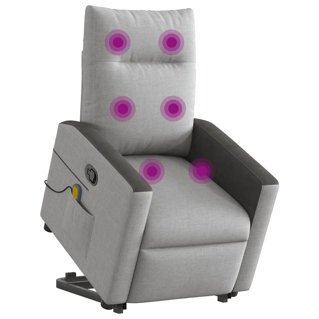 Divano Sedia-Poltrona Alzapersona Massaggi Reclinabile Grigio Nuvola Tessuto 770498