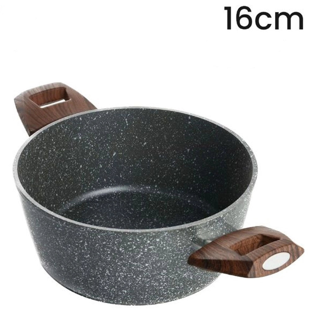 Trade Shop - Casseruola Con 2 Manici Legno Pentola Antiaderente Antigraffio Per Induzione Da ø16 A 24cm -