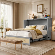 Letto trasformabile 140x200 cm con cassetti; scaffale; USB e presa di corrente; grigio