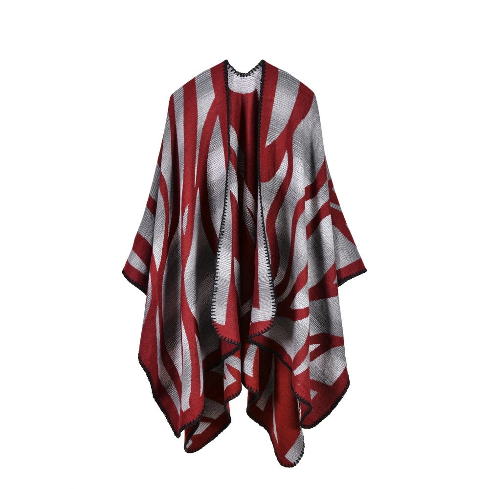 Sciarpa da donna in cashmere sfumato mimetico in stile europeo e americano con spacchi, extra lunga e spessa