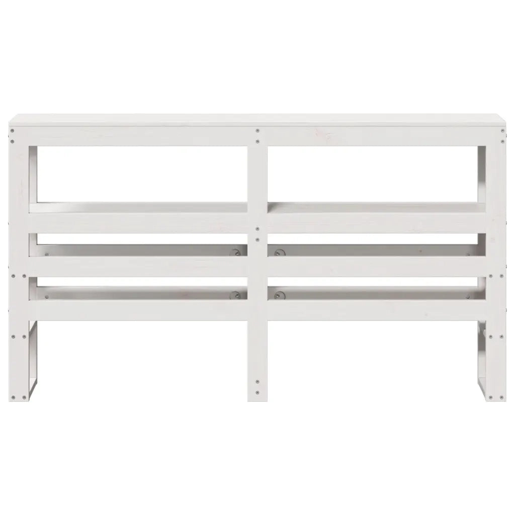Testiera con Ripiani Bianca 140 cm in Legno Massello di Pino