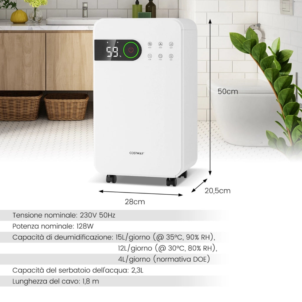 15L deumidificatore con modalit¨¤ sonno blocco di sicurezza per bambini, Deumidificatore per spazi fino a 232 mq-Controllo climatizzazione