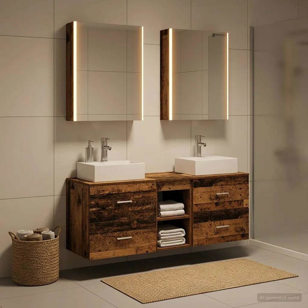 Set di mobili per il bagno 5 pcs Legno antico 3406813