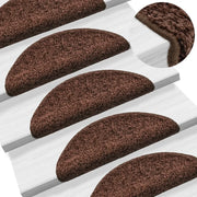 Tappetini per scale 15 pz 56x17x3 cm Marrone Semicircolari 133895