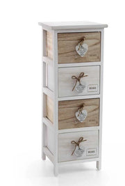 HOME CASSETTIERA SLIM IN LEGNO DECORATA A 4 CASSETTI 26 X 32 XH80 CM BICOLOR