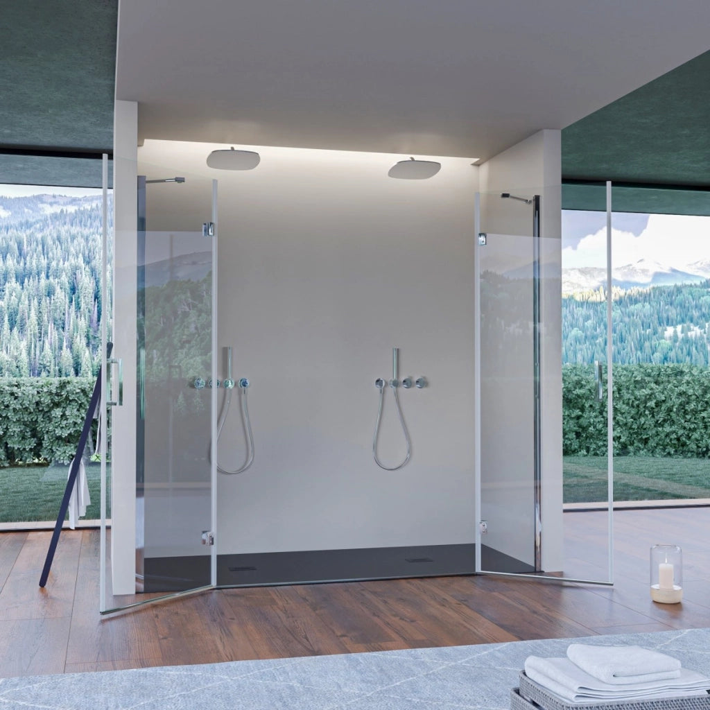 Porta doccia con due porte battenti trasparente 8mm regina, misura 190