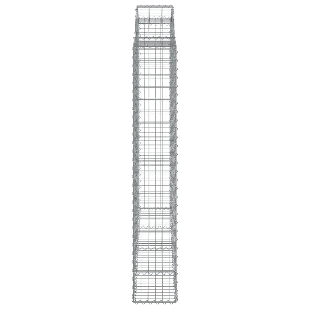 Cestini gabbioni recinzione a gabbia muro di contenimento ad arco 6 pezzi 200 x 50 x 180/200 cm ferro zincato argento 02_0041003