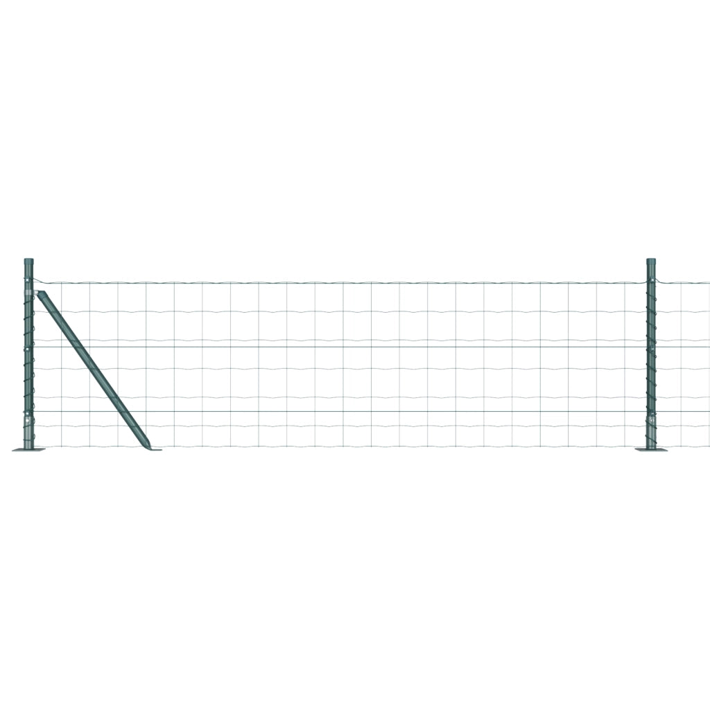 Recinzione Euro con 7 Pali Flangiati 0.4x10 m Acciaio Galvanizzato