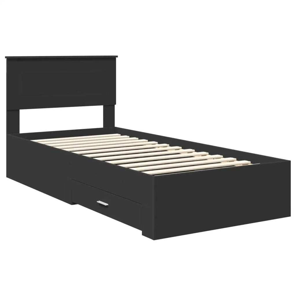 Struttura del letto con testiera Nero e Argento 75 x 190 cm 3408327