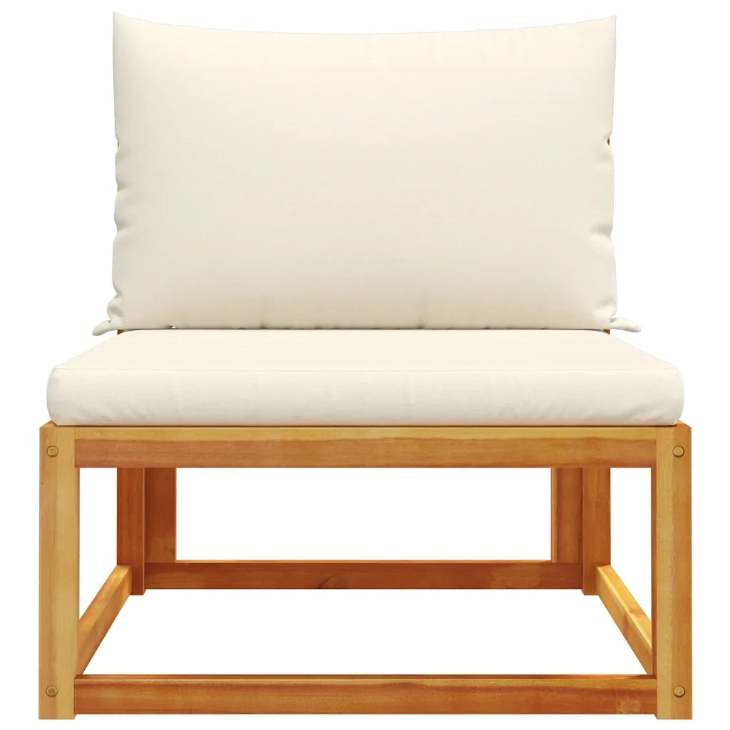 Divano da giardino senza braccioli con cuscini in legno di acacia e rattan 4008177
