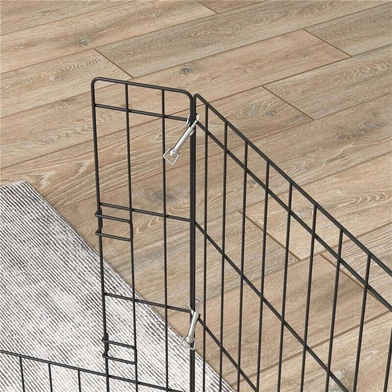 RECINTO PER CANI DA ESTERNO E INTERNO CON 8 PANNELLI A RETE E PORTA, 61 X 61CM, NERO