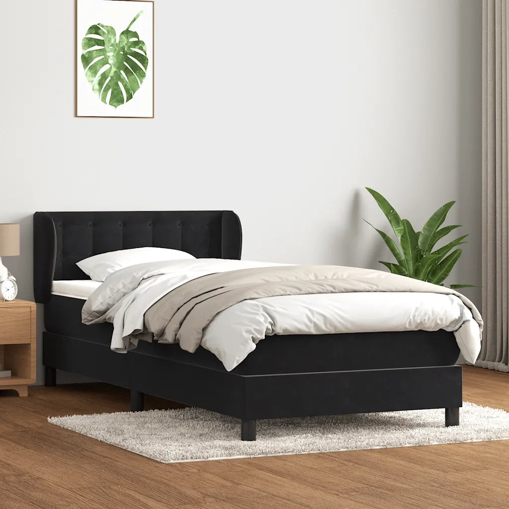 Giroletto a Molle con Materasso Nero 80x220 cm Velluto