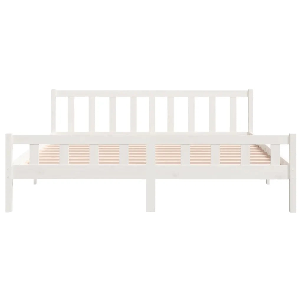 Letto matrimoniale | Letto per adulti | Giroletto Bianco in Legno Massello 160x200 cm