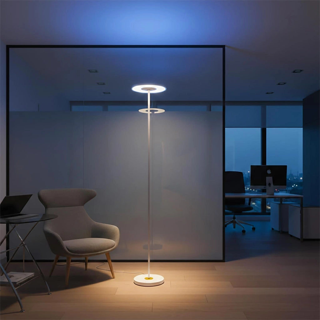 Piantana Bianca LED 48W Dimmerabile CCT RGB Lampada da Terra Orientabile 360 gradi Telecomando Luce Ufficio Salotto 2mt