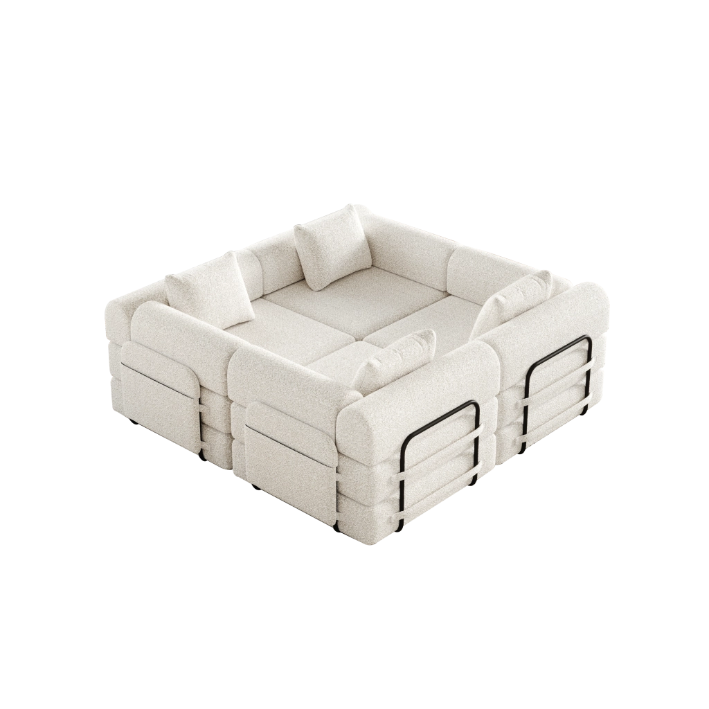 Divano Letto 2 in 1 con Vano Contenitore ¨C MINIMAL ¨C Chenille, Struttura Metallo