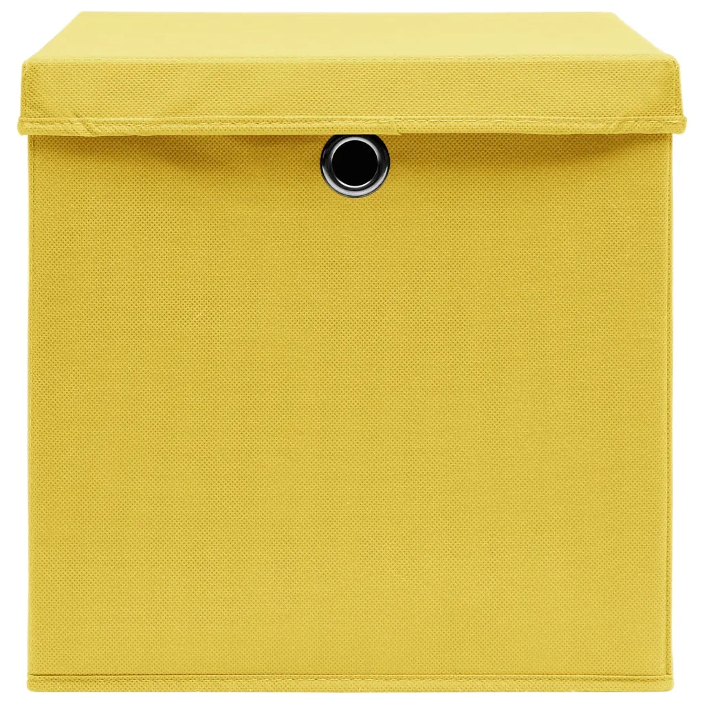 Scatole con Coperchi 10 pz Gialle 32x32x32 cm in Tessuto cod mxl 41010