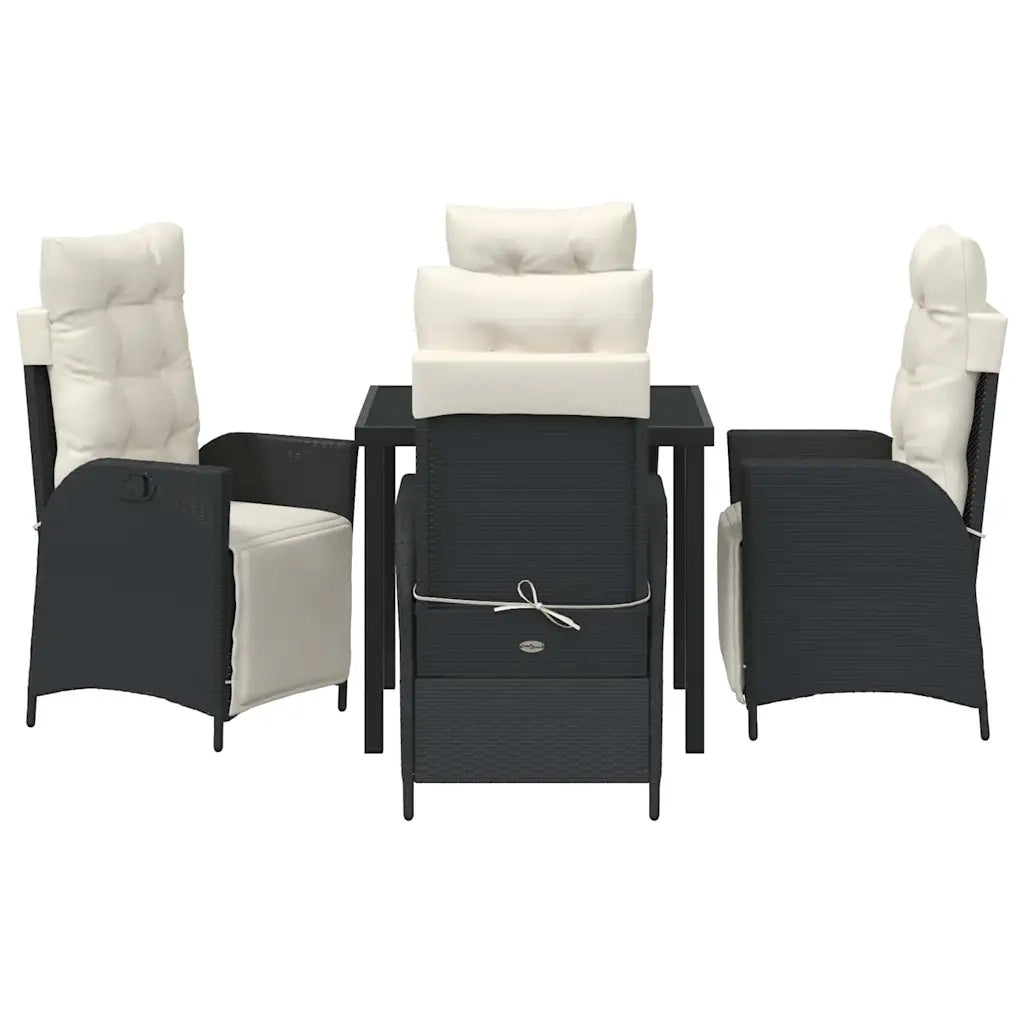Set da Pranzo per Giardino con cuscino 5 pcs Nero polyrattan 3380527