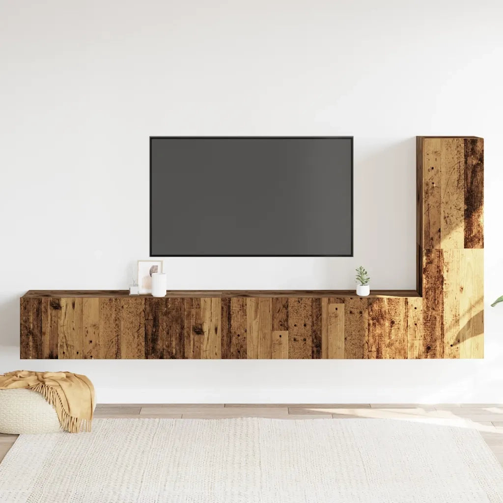 Mobili TV a Parete 3 pz Legno Antico in Legno Multistrato 3328983