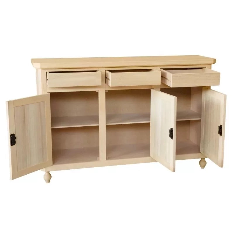 Madia credenza grezza in legno 3 ante 3 cassetti l.150 p.43 h.98 - Mobili 2G