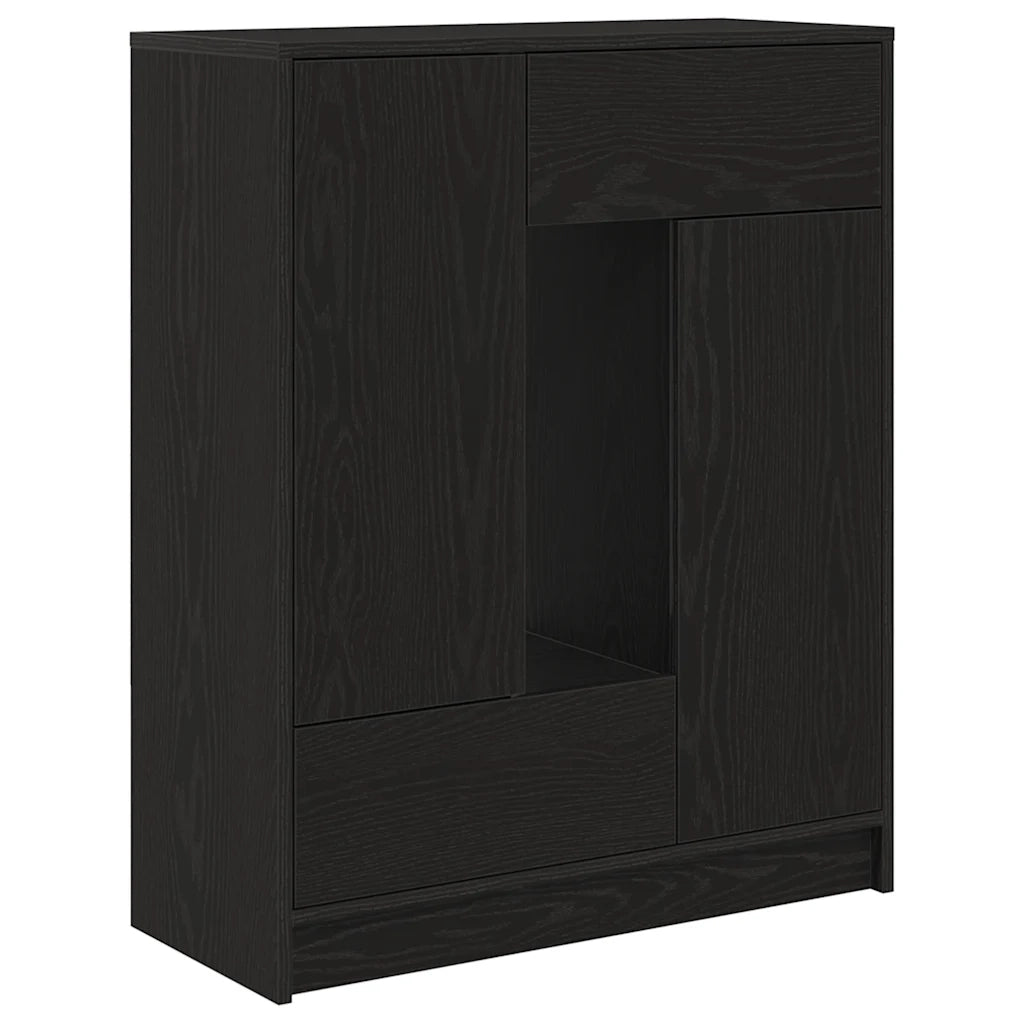 Credenza con Cassetti e Ante-Buffet-Armadio da cucina Rovere Nero 73x31x90 cm