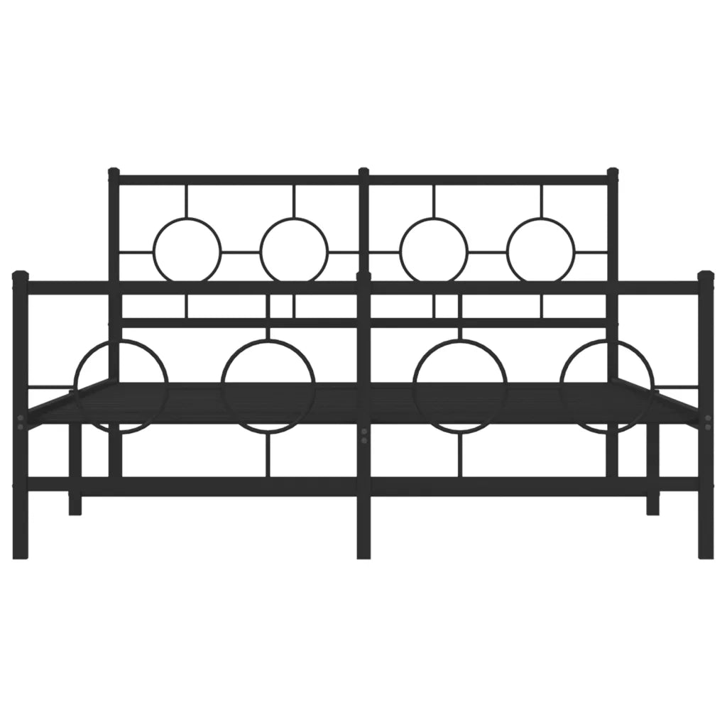 Giroletto con Testiera e Pediera-Struttura Letto Metallo Nero 140x190 cm 582602