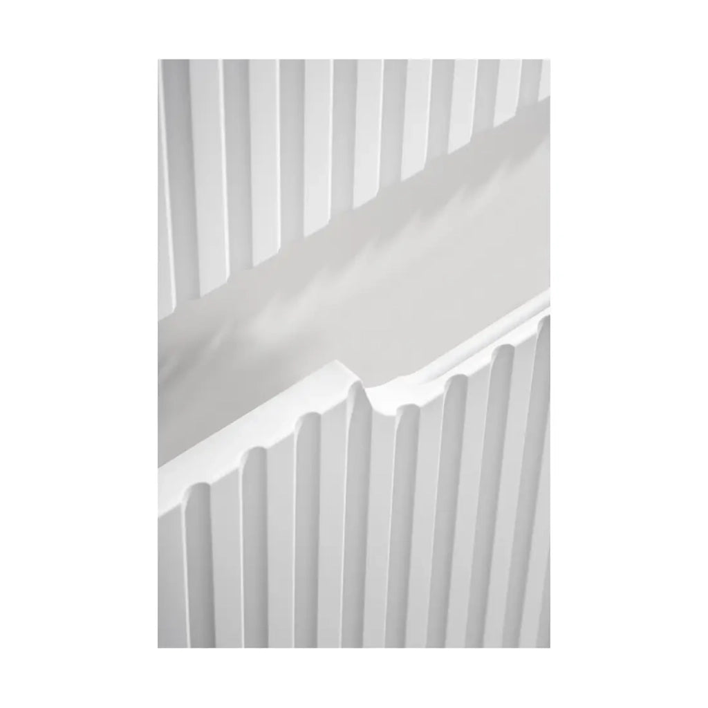 Set bagno sospeso VANO bianco 60cm: mobile sottolavabo con cassetti scanalati + lavabo incassato bianco