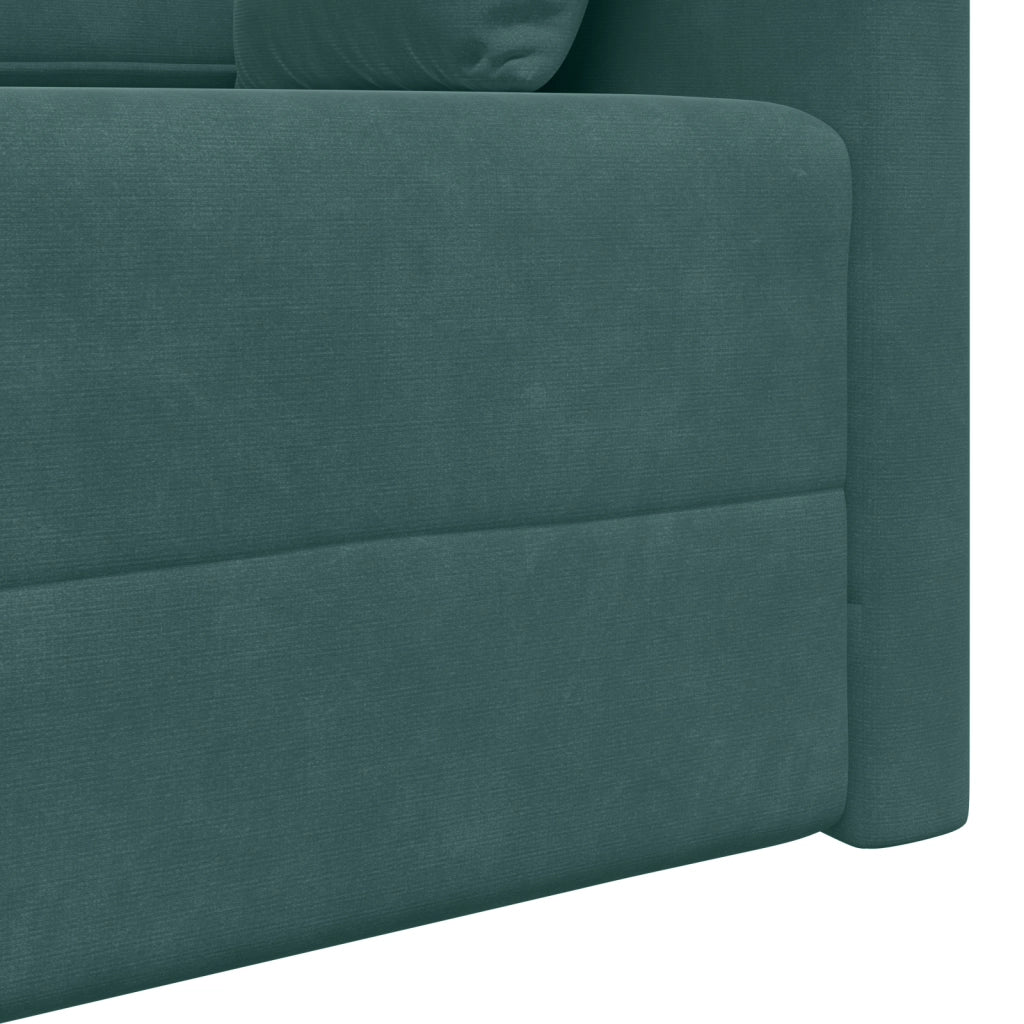 Divano Letto a Pavimento 2-in-1 Verde Scuro 213x144x60 cm Velvet