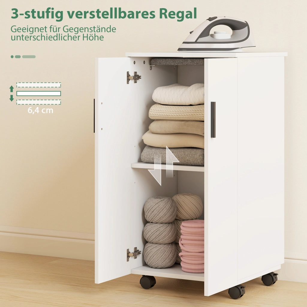 Armadio stiraggio pieghevole con asse da stiro e ripiano regolabile ¨C zephmum ¨C Bianco