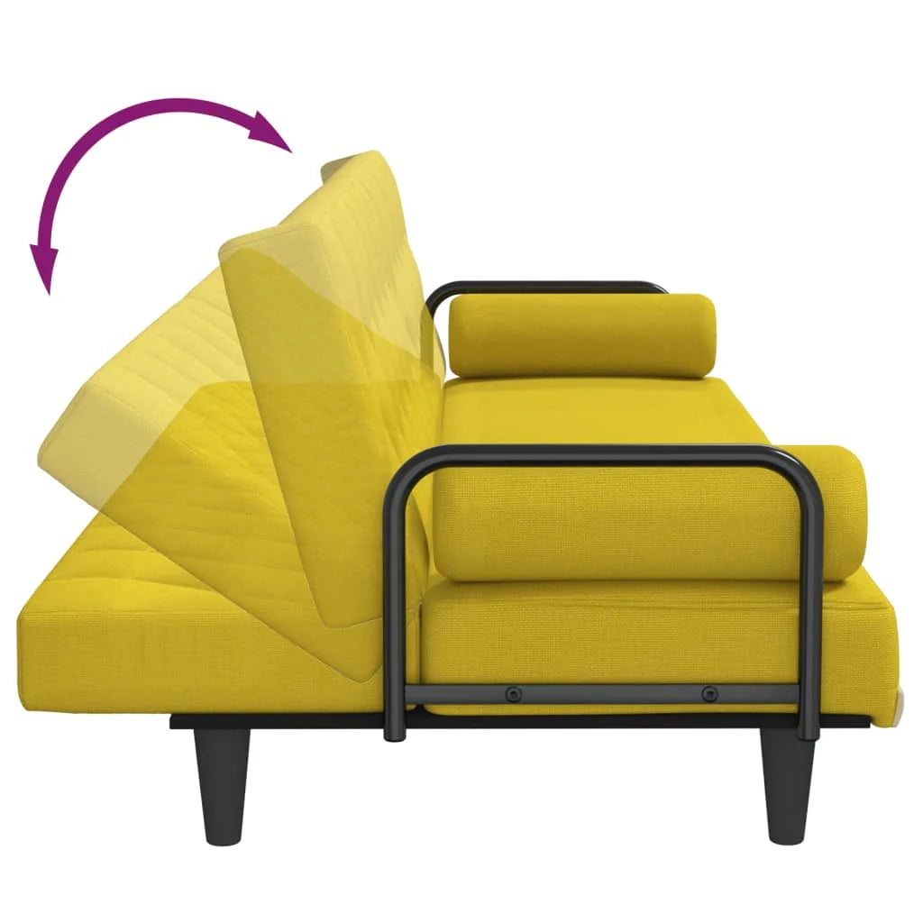 Divano letto con braccioli tessuto giallo chiaro 02_0019248