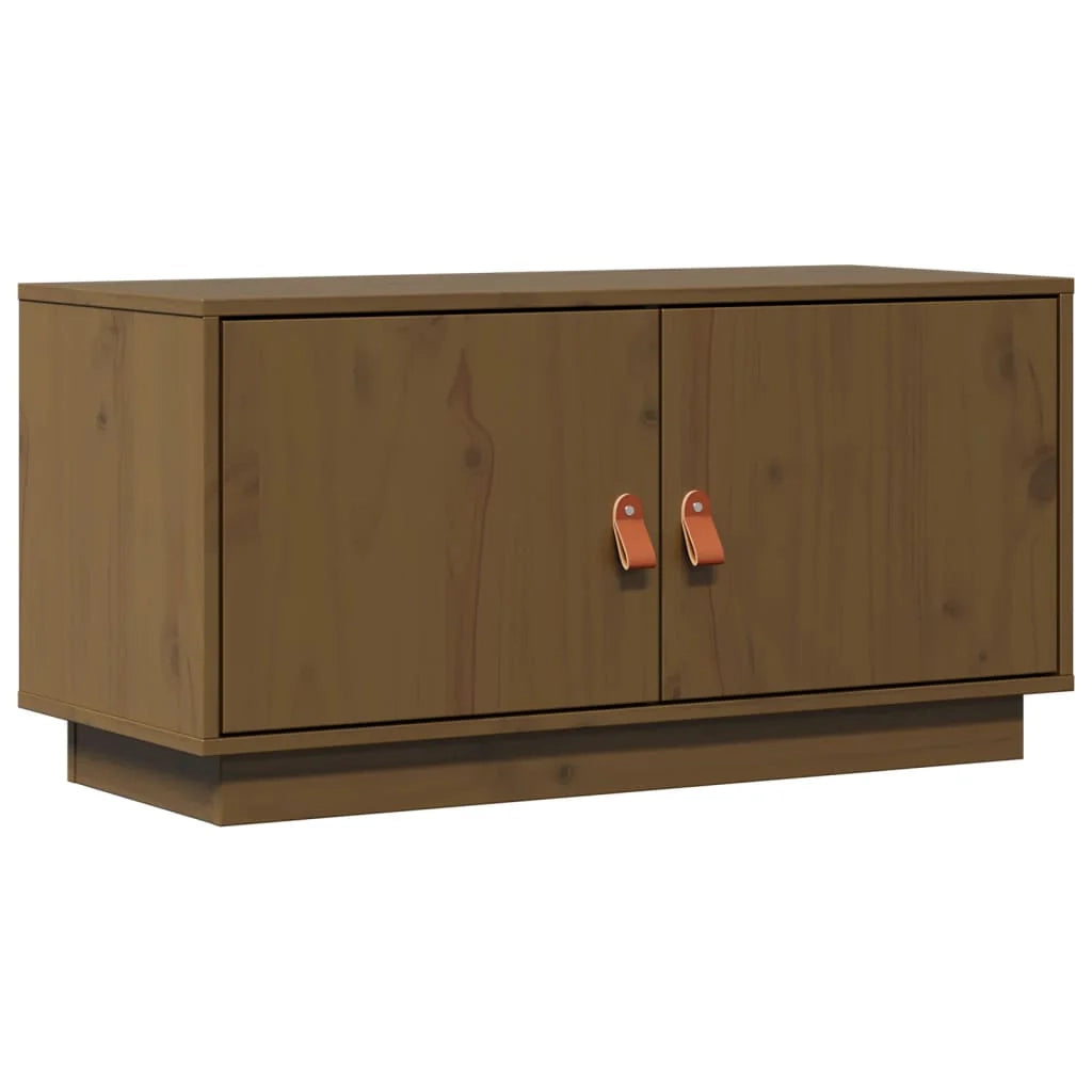 Mobile TV multimediale scaffale TV mobile TV sala da pranzo soggiorno camera da letto color miele 80 x 34 x 40 cm legno di pino massiccio marrone 02_0027721