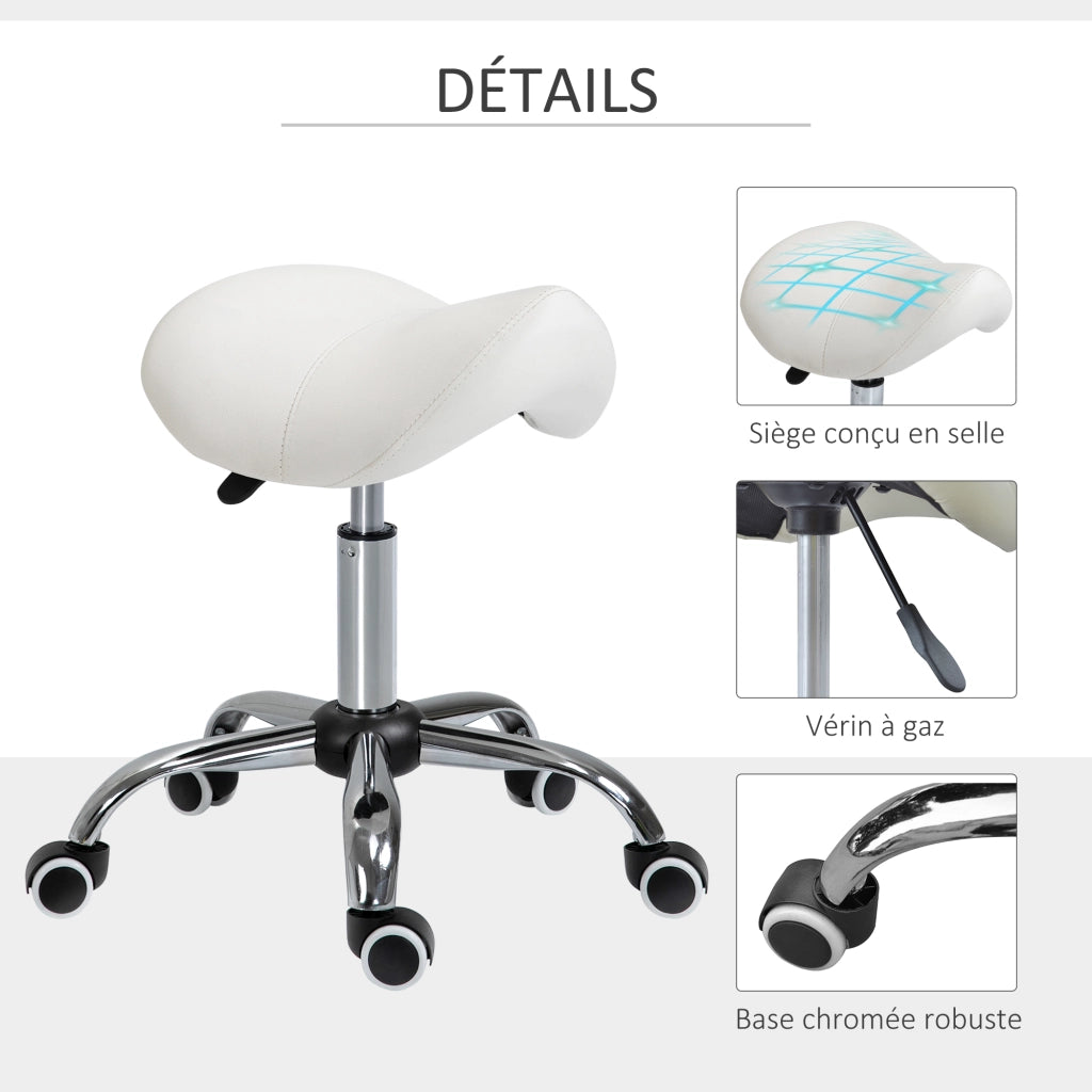 Sgabello girevole con rotelle regolabile in altezza 49-61 cm ¨C Xylo ¨C seduta ergonomica bianco