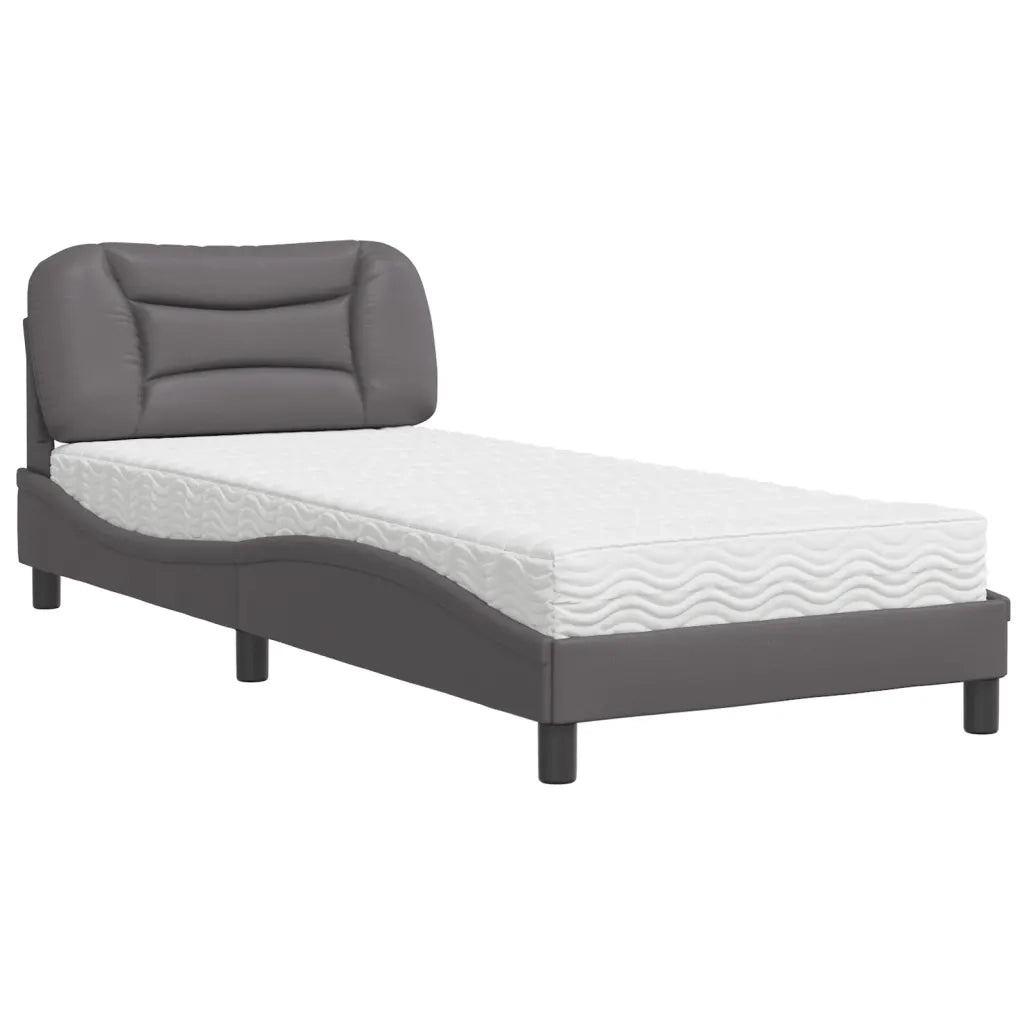 Letto con Materasso Hvar Grigio 90x190 cm in Similpelle 3208692