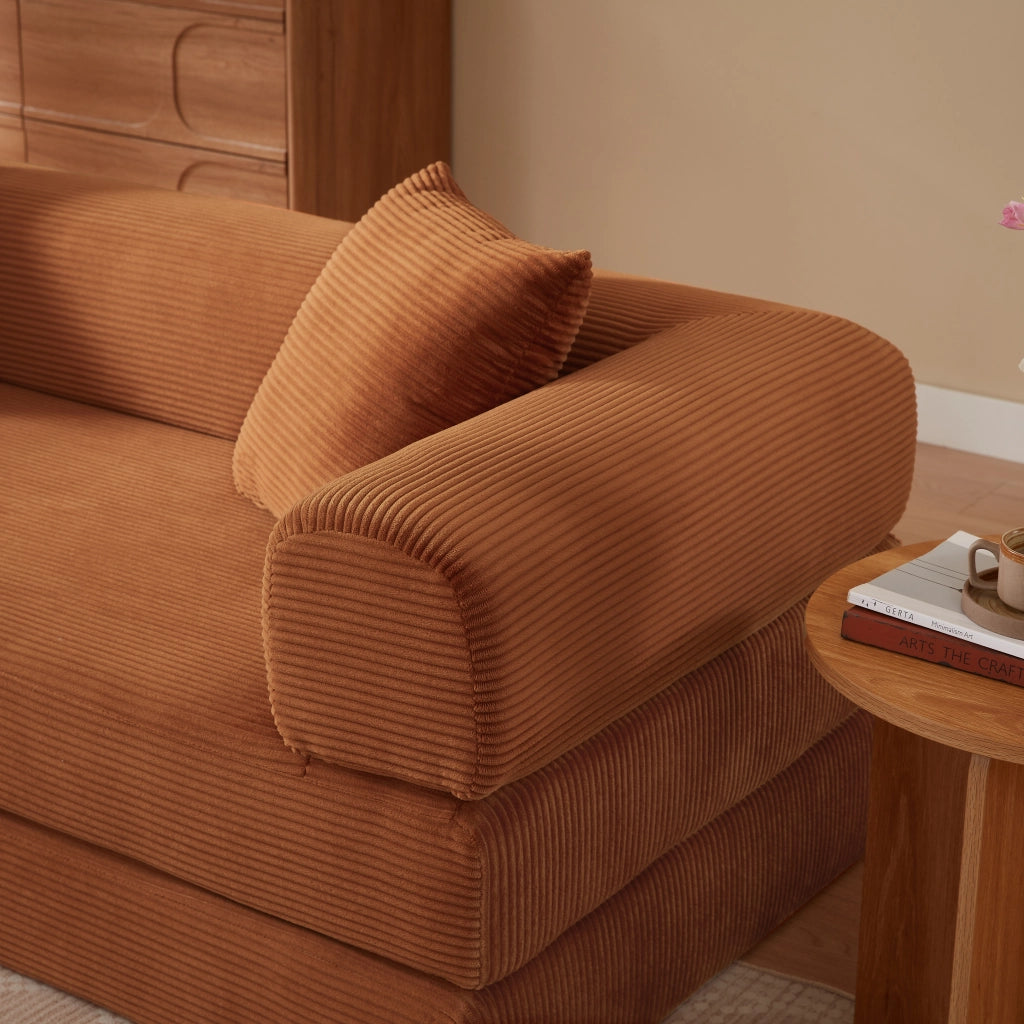 Divano letto pieghevole modulare in foam terracotta, sofa da pavimento per soggiorno e camera