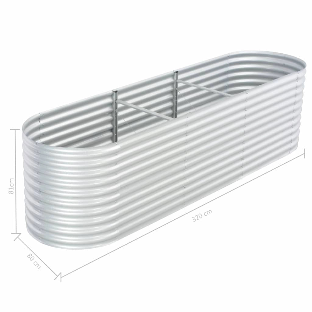 Fioriera rialzata per piante e fiori giardino 320 x 80 x 81 cm acciaio zincato argento 02_0001047
