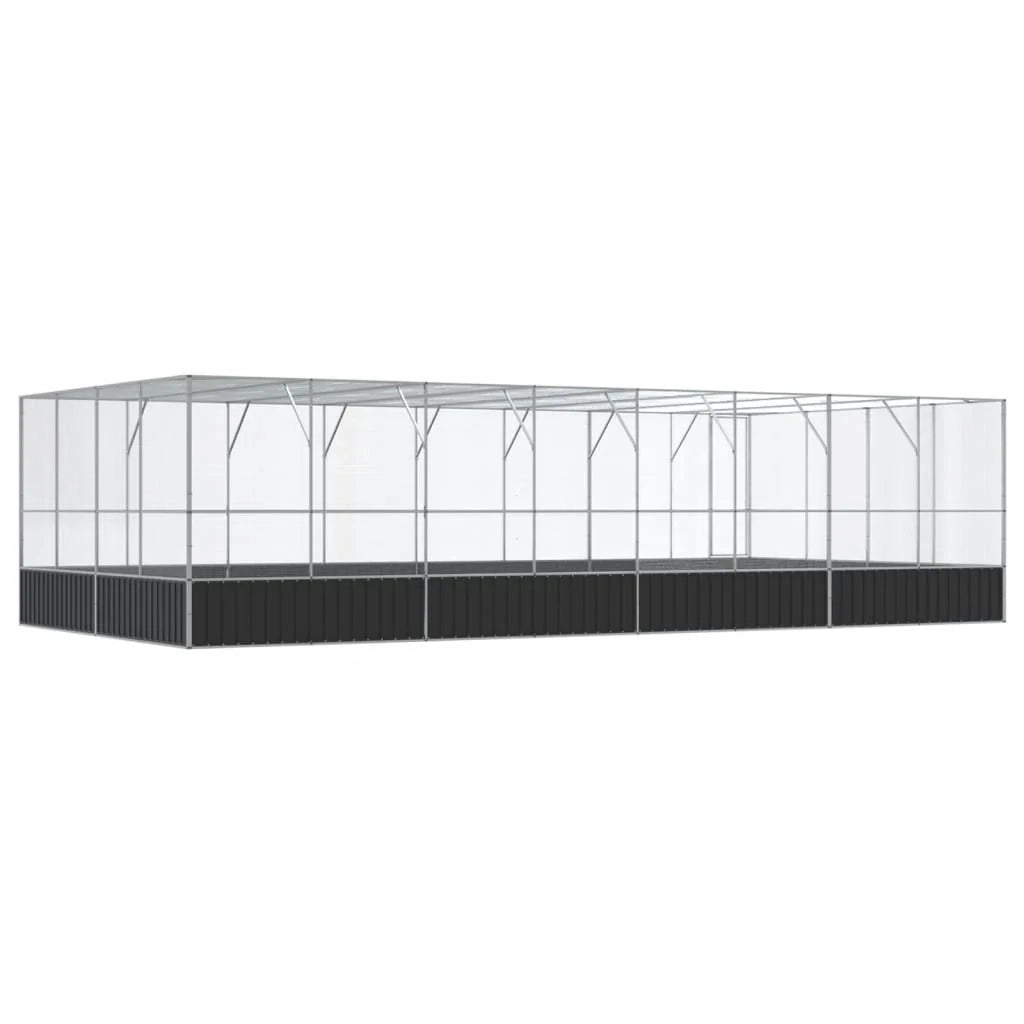 Voliera a gabbia con estensione in argento 832 x 414 x 212 cm acciaio argento 02_0045665