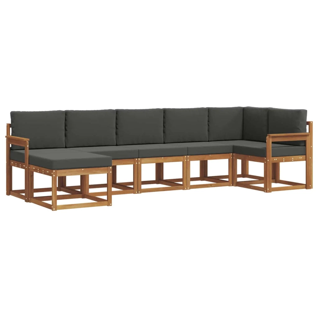 Set di divani da esterno con cuscino 7 pcs Naturale e Antracite