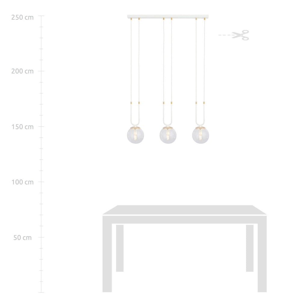 Lampadario Emibig Glam 3xE14 vetro trasparente bianco oro