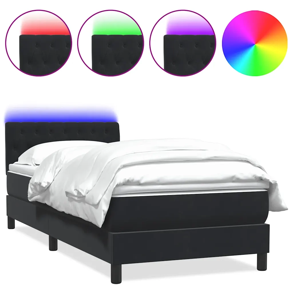 vidaXL Giroletto a Molle con Materasso Nero 90x210 cm in Velluto