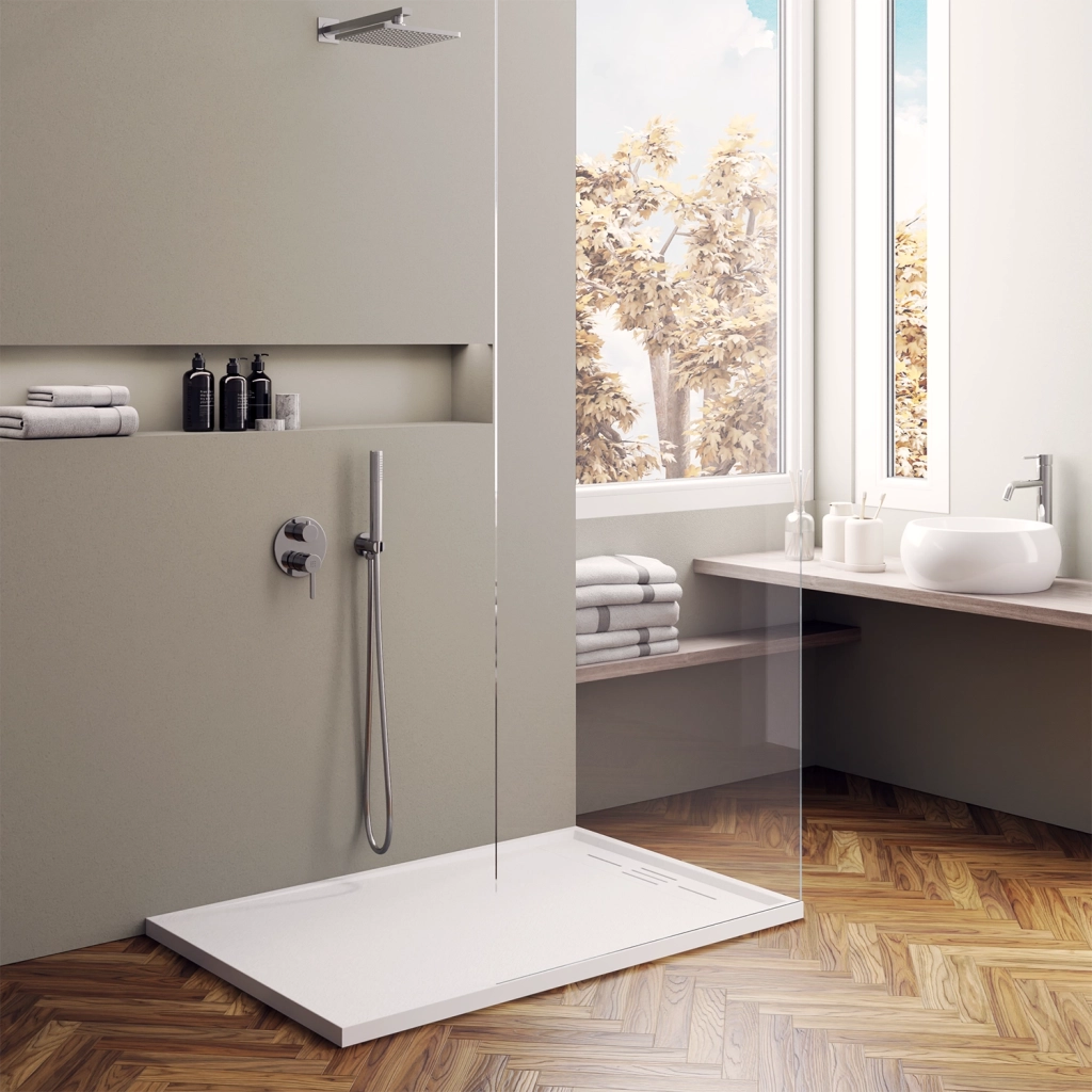 Piatto doccia 70x120 effetto pietra colore bianco | Spanios