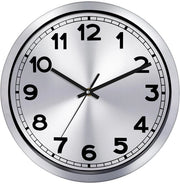 Orologio da parete, 30 cm alimentato da batterie, con cornice in alluminio argentato, non ticchetta, orologi da parete silenziosi in metallo, orologi decorativi per cucina, soggiorno, camera da letto