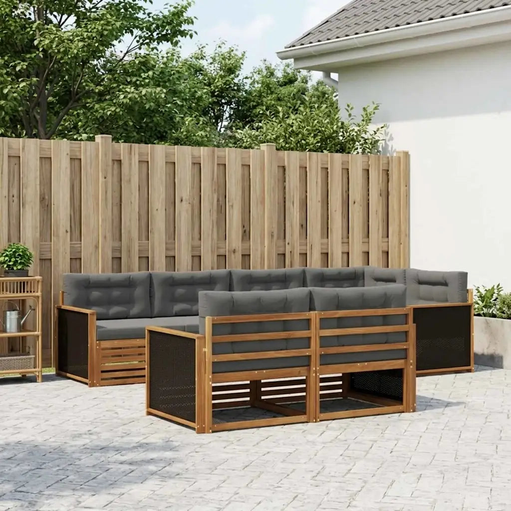 Set di divani da esterno con cuscino 7 pcs Naturale e Antracite 3383465