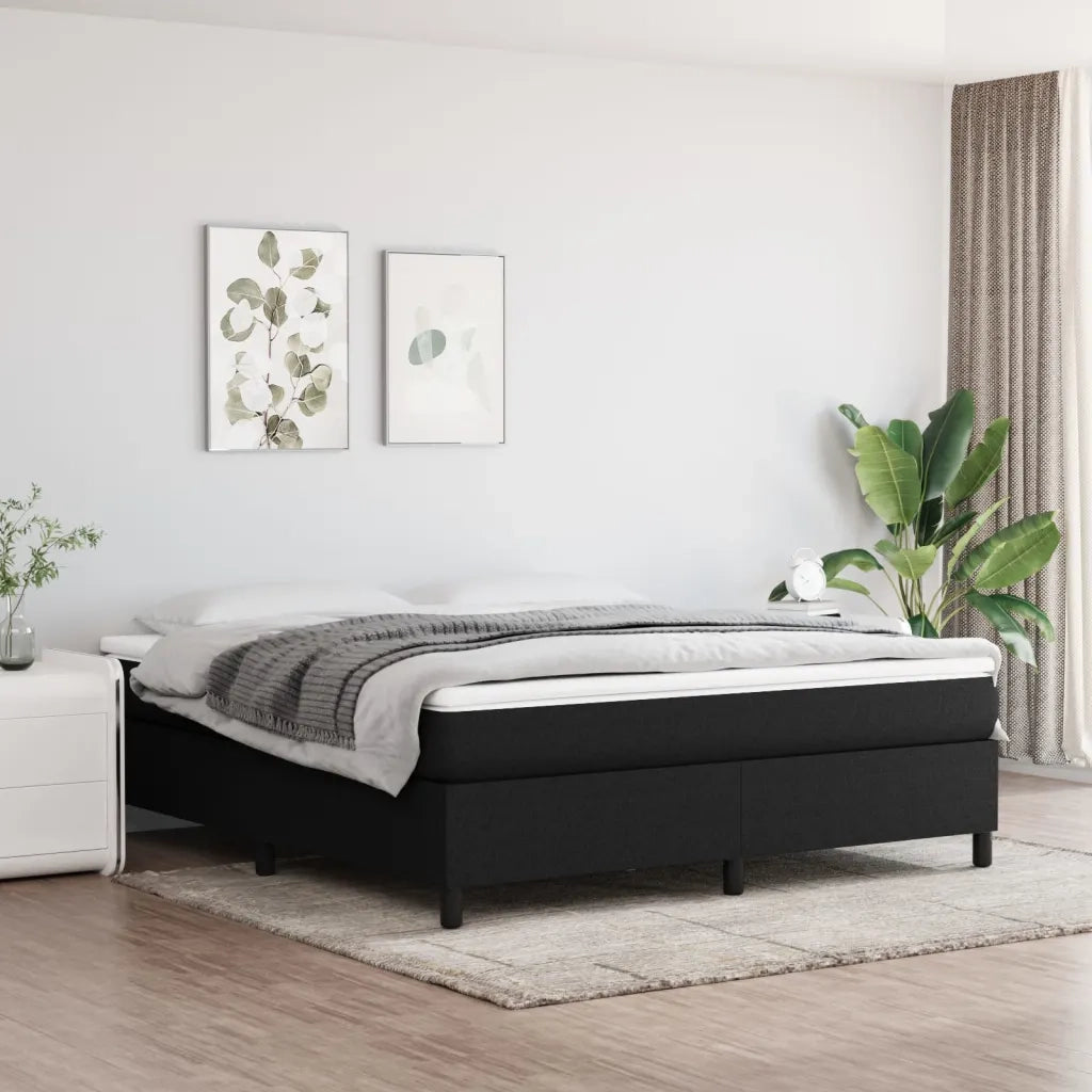 Struttura Letto a Rete a Molle-Giroletto Nero 180x200 cm in Tessuto 848769