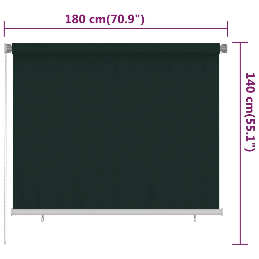 Tenda a Rullo per Esterni 185(L)x140(A) cm Verde scuro HDPE 312815