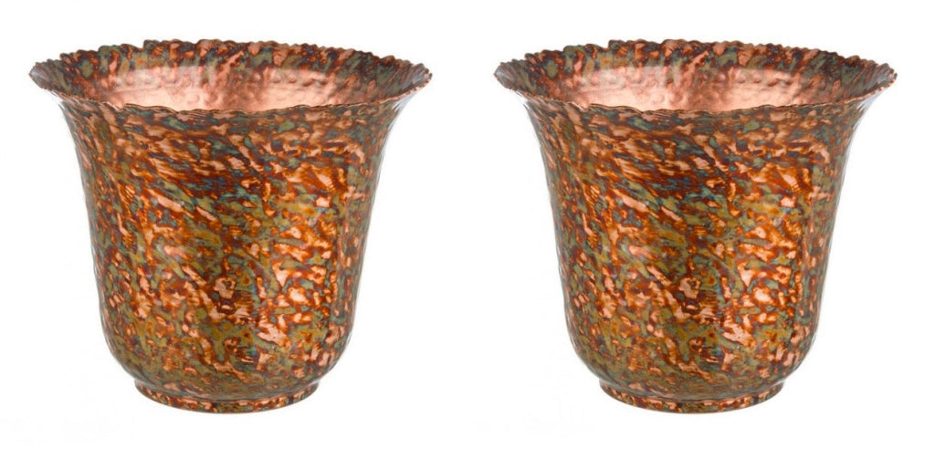 Set 2 Vasi Decorativi da Salotto Ø20,5x12 cm in Metallo Judd Bomb S Rame