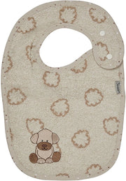 Bambino Slabbetje con Bordure Cattivante, Fatto con Cotone Assorbente - Slabbetje con Chiusura a Bottone a Pressione, Ecru
