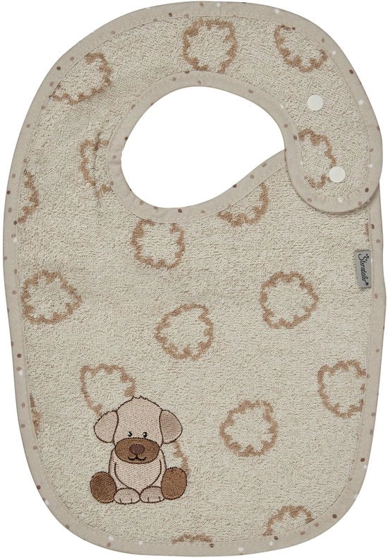 Bambino Slabbetje con Bordure Cattivante, Fatto con Cotone Assorbente - Slabbetje con Chiusura a Bottone a Pressione, Ecru