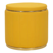 Pouf contenitore London in ecopelle senape e base in metallo oro