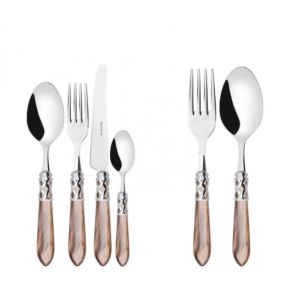 ALADDIN Ghiera Cromata, Posate Set 50 pz, Scatola Legno Wengè,