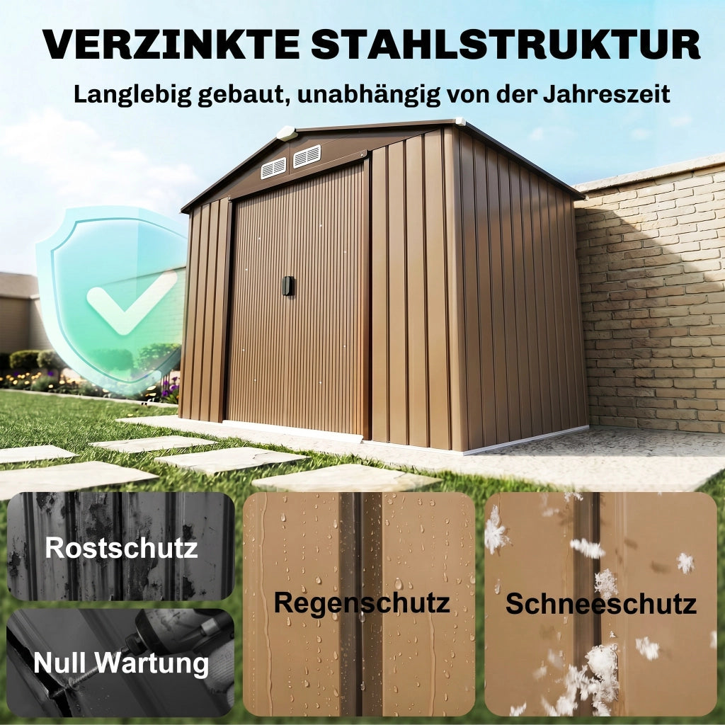 Casetta da giardino con porte scorrevoli ¨C zephmum ¨C giallo metallo 213x130x185 cm